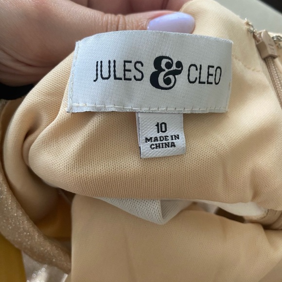 Jules & Cleo Glitter Gold High Neck Short A-Line Dress Size 10 Fit & Flare Mini - Picture 7 of 9